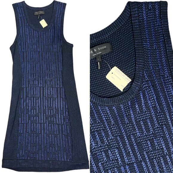 NWT Rag & Bone Knit Sweater Sleeveless Striped Blue Dress Size Large - Picture 3 of 11